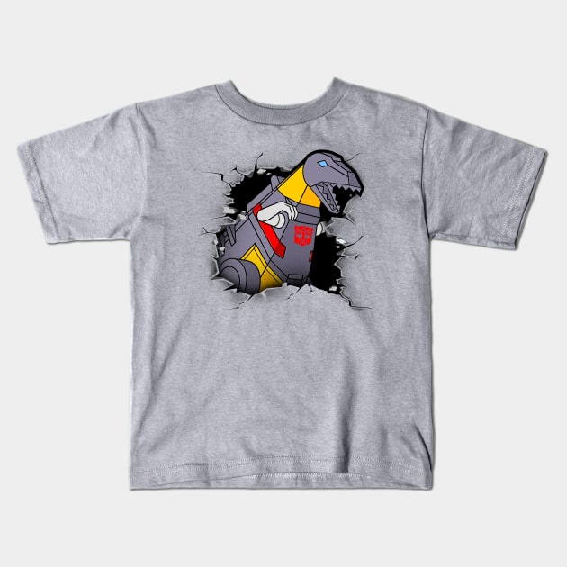 GRIMLOCK WALL BREAK Kids T-Shirt by ROBZILLA